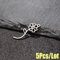 Five-piece lot of minimalist stainless steel flower pendants for DIY jewelry making - Steel