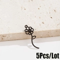 Detailed view of 5pcs matte black flower and leaf stainless steel DIY pendants - Black