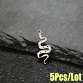 Set di 5 ciondoli a serpente argento vintage con intagli a luna su ardesia nera - Serpente (485) / Color Acciaio