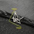 Pendentif grue en origami en acier inoxydable avec dimensions de 14mm par 17mm - 5744217523691 / Grue en Origami (453 Couleur Acier) / 5 Pcs/Paquet