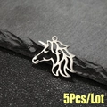 Pack de 5 colgantes de cabeza de unicornio en acero inoxidable con diseño calado - 5 Piezas / Color Acero