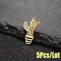 Ciondoli a forma di cactus in acciaio inossidabile dorato per gioielli DIY, set da 5 - 5 Pezzi/Sacchetto / Oro