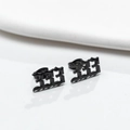 Boucles d'oreilles chiffre 333 gothique en acier inoxydable noir mat pour look minimaliste - Style 333 / Noir