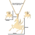 Parure bijoux Pégase en acier inoxydable doré avec collier pendentif et boucles d'oreilles - Pégase (101) / Or