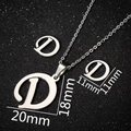 Silver stainless steel jewelry set with letter D pendant necklace and stud earrings - D Steel Color