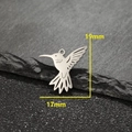 Polished stainless steel hummingbird pendant charm with detailed wings and 19mm size label - 5 Pieces / Hummingbird-Steel