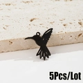 Pack de 5 colgantes colibrí negros en acero inoxidable para pendientes y bisutería DIY - Negro