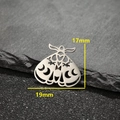 Polished stainless steel moth pendant with crescent moon phases and star cutouts - 5 Pieces / Moth-Steel