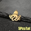 Set de 5 colgantes de pulpo en acero inoxidable dorado para hacer bisutería - Dorado