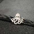 Colgantes de pulpo de acero inoxidable pulido con ojos huecos para creación de joyas - Color Acero