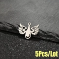 5Pcs stainless steel hollow wing and teardrop pendants for DIY jewelry making - Angel Wing Style (492 Steel Color) / 5 Pcs/Pack / Steel