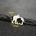 Minimalist stainless steel elephant mother and baby pendant, 15x17mm animal jewelry charm - Elephant Shape (482) / Steel