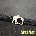 Lote de 5 colgantes de elefante de acero inoxidable para bisutería artesanal - 5 Piezas/Paquete / Color Acero