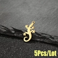 Pack de 5 colgantes de lagarto en acero inoxidable dorado para creación de joyas - Dorado