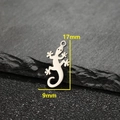 Polished silver gecko lizard stud earrings in stainless steel with 17mm size dimensions - Gecko Shape (484) / Steel