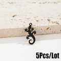 Detalle de 5 colgantes de lagarto en acero inoxidable negro para bisutería DIY - Negro