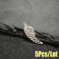 Set of 5 stainless steel vintage gothic feather angel wing pendants on stone texture - 5Pcs/Lot / Steel