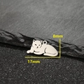 Minimalist stainless steel leopard cat animal pendant showing 17mm x 8mm dimensions - Lying Cat Shape (488) / Steel