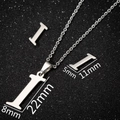 Silver stainless steel jewelry set with letter I pendant necklace and stud earrings - Letter I Silver Color