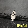 Lote de 5 colgantes de micrófono en acero inoxidable plateado para joyería DIY - 5 Piezas / Color Acero