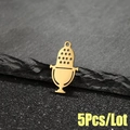 Set de 5 colgantes de micrófono de acero inoxidable dorado para accesorios de joyería - 5 Piezas / Dorado
