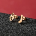 Orecchini a perno asimmetrici con note musicali in acciaio inox dorato - Oro rosa