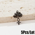 Detalle de 5 colgantes Árbol de la Vida de acero inoxidable negro sobre piedra - Negro