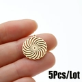 Set di 5 ciondoli a fiore a spirale in acciaio inossidabile dorato con design geometrico - Stile disco a spirale (537) / Oro