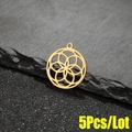 5 pieces of gold stainless steel mandala flower pendants with geometric hollow design - Circular Hollow Style (527) / Gold
