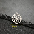 15mm vintage flower geometry stainless steel spinning pendant with 18K gold plating - Circular Hollow Style (527) / Steel
