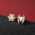 Pendientes asimétricos de acero inoxidable oro rosa con diseño de araña estilo punk - Oro rosa
