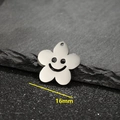 16mm gold stainless steel 18K plated flower pendant with a black smiley face design - Flower Smiley Face Style (538) / 5 Pieces / Steel