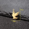 Colgante pájaro de acero inoxidable dorado con alas extendidas, dije de 17mm x 13mm - Estilo Paloma de la Paz (557) / Dorado