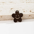 Black smiling flower pendant made of stainless steel for DIY necklace making - Flower Smiley Face Style (538) / 5 Pieces / Black