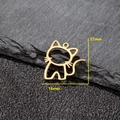 Golden hollow cat pendant in stainless steel with 17mm size dimensions on dark stone - Hollow Cat Style (561) / 5 Pieces / Gold