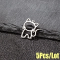 5Pcs stainless steel hollow cat pendants for DIY jewelry making with silver finish - Hollow Cat Style (561) / 5 Pieces / Steel