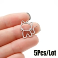 Set di 5 ciondoli a forma di gatto in acciaio inossidabile per gioielli fai da te - Color Acciaio