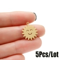 5Pcs gold plated stainless steel sun smiley face charms for DIY jewelry making - Smiling Sun Style (592) / 5 Pieces / Gold