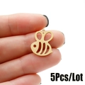 Pack de 5 colgantes de abeja de acero inoxidable dorado para hacer joyas DIY - Dorado