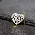 Minimalist stainless steel hollow heart pendant with geometric lines, 18mm x 17mm size - 5 Pieces / Geometric Hollow Heart Style (596 Steel Color)