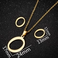 Minimalist gold stainless steel oval jewelry set with necklace and stud earrings - Letter O Gold