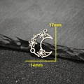 Stainless steel moon flower pendant charm, 14mm x 17mm hollow geometric DIY jewelry piece - Moon and Flower Style (540) / 5 Pieces / Steel