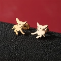 Orecchini a perno chihuahua minimalisti in acciaio inossidabile con finitura oro lucido - Oro rosa