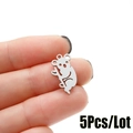 Set de 5 colgantes de koala de acero inoxidable para joyería DIY y manualidades - 5 Unidades/Lote / Color Acero