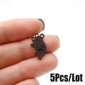 Detalle de 5 colgantes de koala de acero inoxidable negro mate para crear joyas de bricolaje - 5 Unidades/Lote / Negro