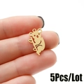 Set de 5 colgantes de koala de acero inoxidable dorado pulido para bisutería DIY - 5 Unidades/Lote / Dorado