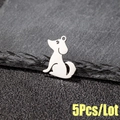 Set di 5 ciondoli a forma di cane in acciaio inossidabile lucido per gioielli fai-da-te - 5 Pezzi/Confezione / Color Acciaio