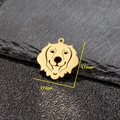 Ciondolo testa di cane in acciaio inossidabile dorato 17mm con design traforato - Stile Golden Retriever (554) (Solo ciondolo) / Oro