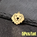 Pack de 5 colgantes de perro en acero inoxidable dorado pulido para bisutería artesanal - Dorado
