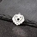 Colgante de cabeza de Golden Retriever en acero inoxidable pulido para joyería DIY - Color Acero